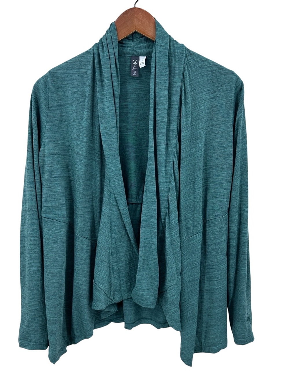 IBEX Cardigan Open Front Merino Wool Sweater Green